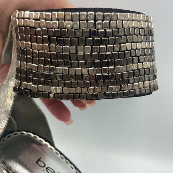 Bebe Black Silver Platform Heels Size 6 Used - Picture 2 of 6